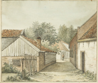 KT 2020 011
<br/>
Gezicht buiten de Raampoort
<br/>
<em>Clercq, Maria de (1783-1821)</em>